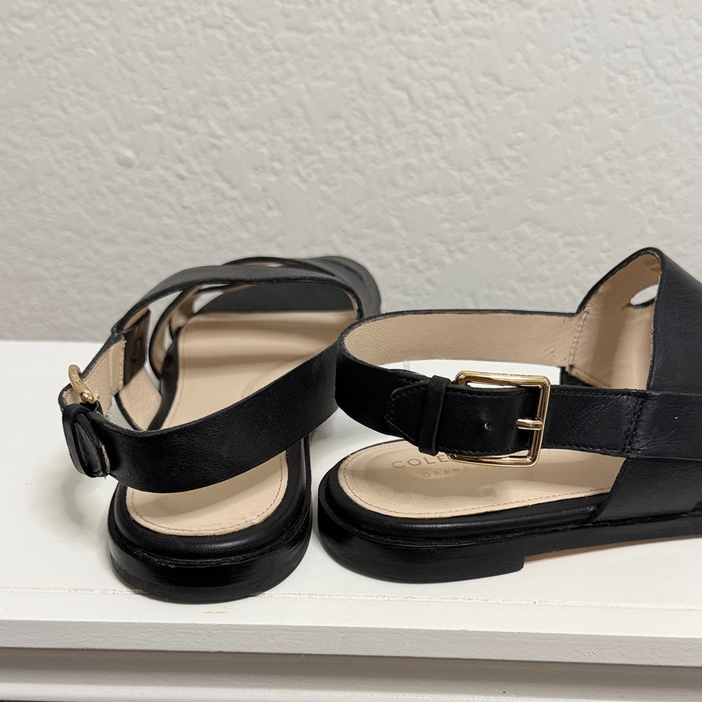 Cole Haan Grand 360 Black Leather Strappy Sandals - Picture 4 of 6